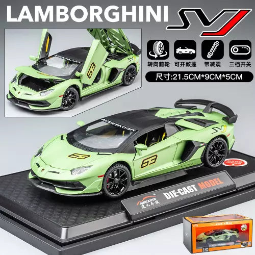 1:32 Diecast Lamborghini Aventador With Acrylic Display Box - Green
