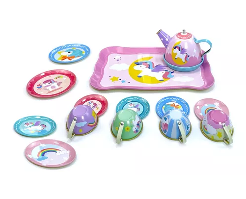 14Pcs Unicorn Metal Tea Set For Kids