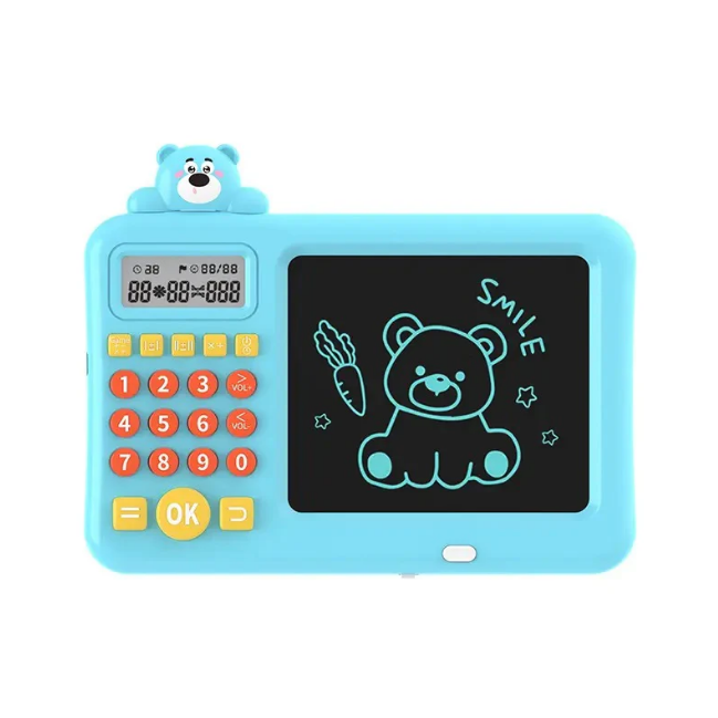 Rechargeable 2in1 Kids LCD Tablet With Calculator - Blue