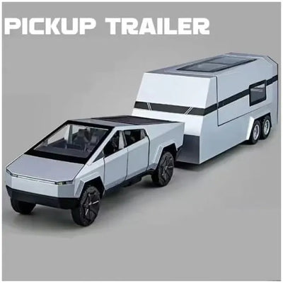 1:35 Diecast Mini Tesla Pickup Truck With Trailer