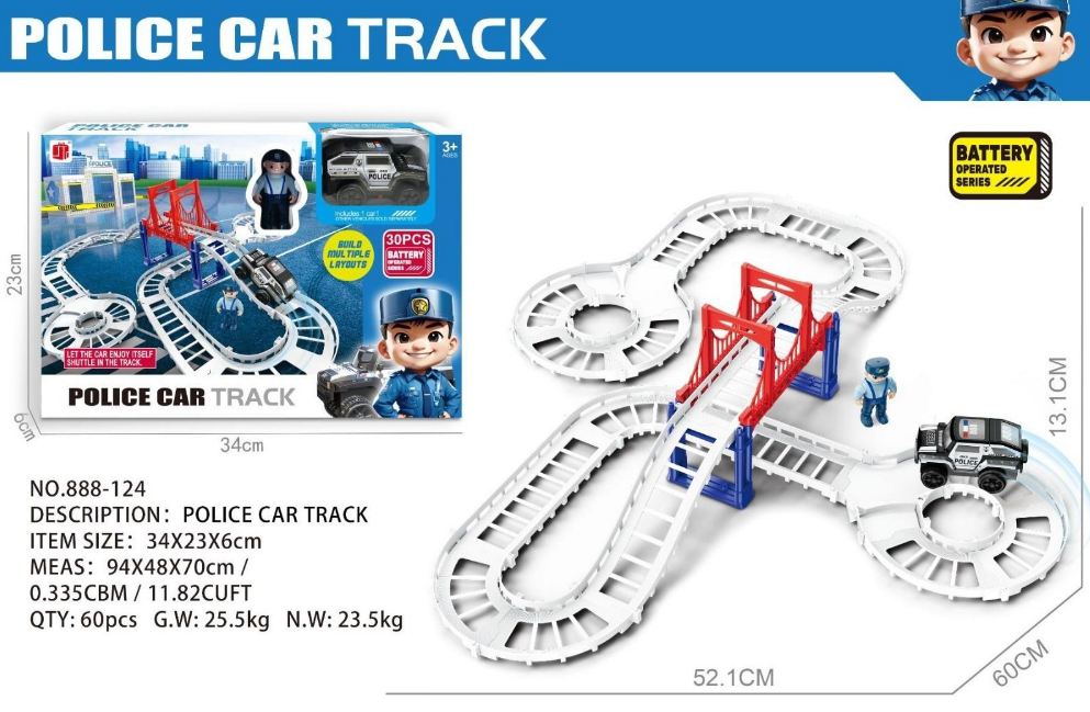 30Pcs DIY Highway Police Car Track Set