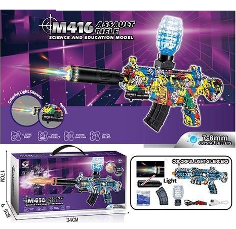 M416 Water Bullet Shooting Gun With Colorful Light Silencer