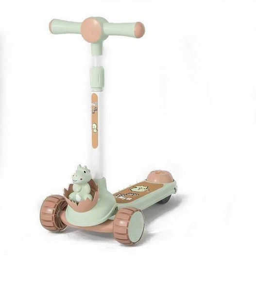 Dino Adjustable Height Kids Scooter With Light & Music - Green