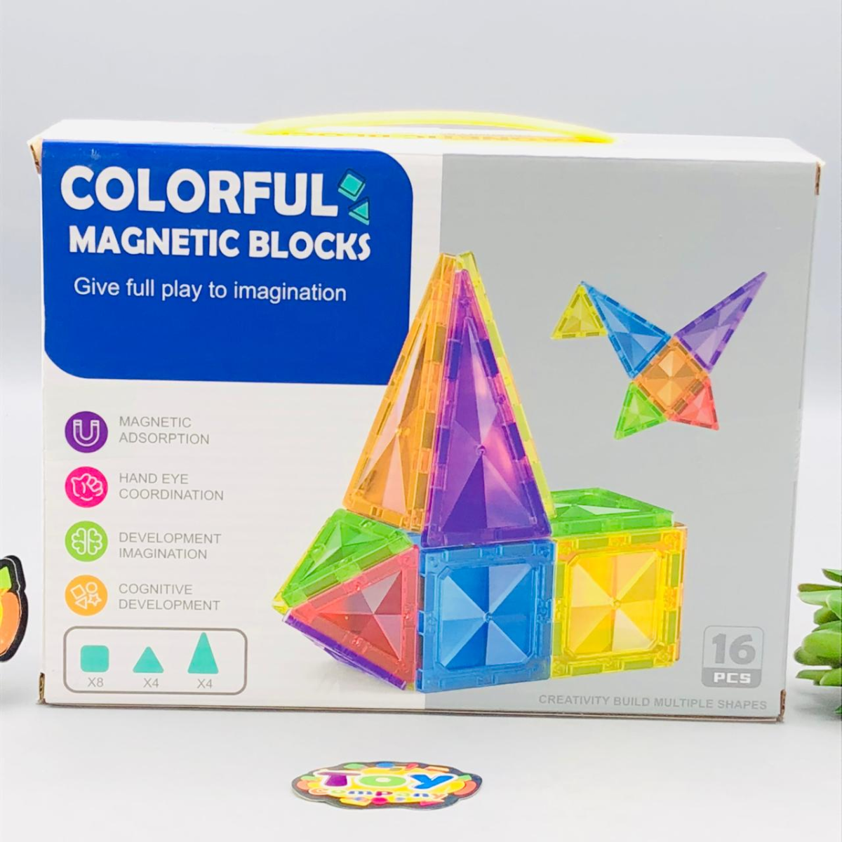 16Pcs Magic Magnetic Colorful Building Blocks