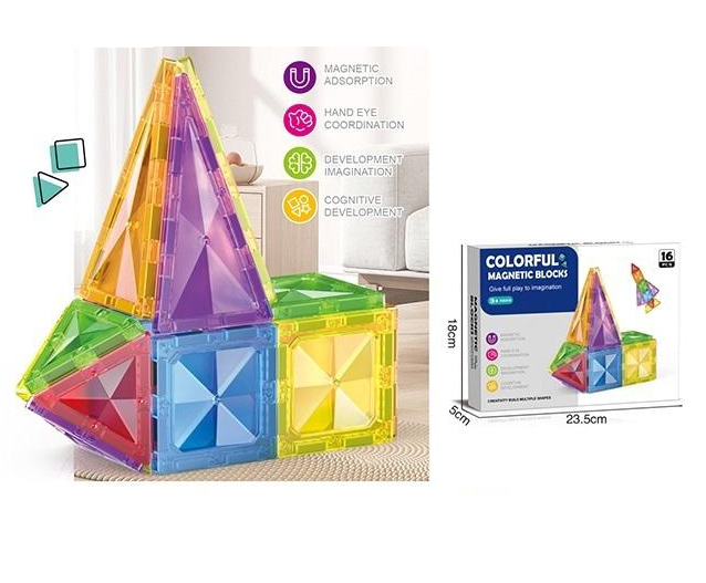 16Pcs Colorful Magnetic Tiles Building Blocks
