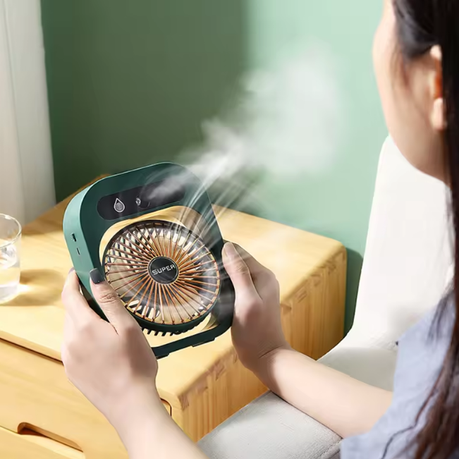 Rechargeable Touch Ice Fog Spray Desktop Fan