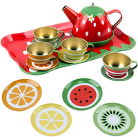 14Pcs Fruits Themed Metal Tea Set For Kids