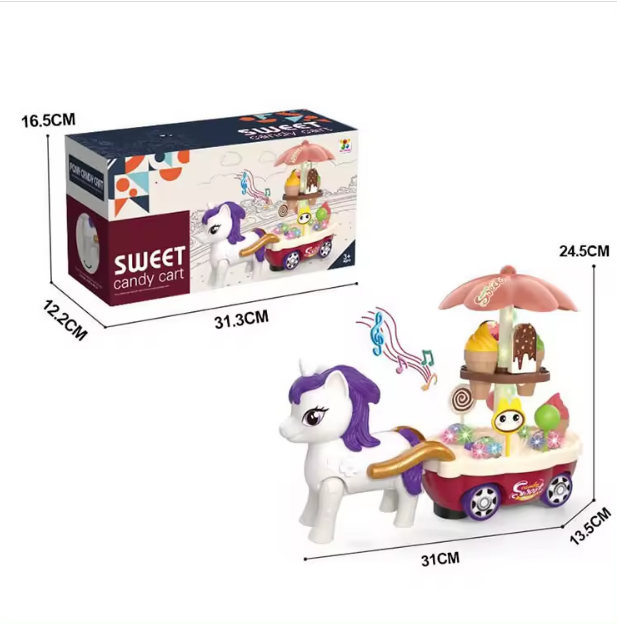 13Pcs DIY Sweet Unicorn Candy Cart With Light & Sound