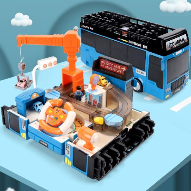 2in1 Deform Double Decker Bus Adventure Track - Blue