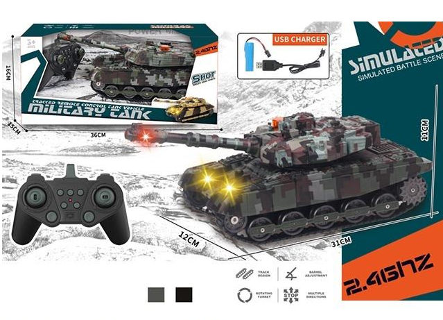2.4GHz RC Military Tank Model With Lights