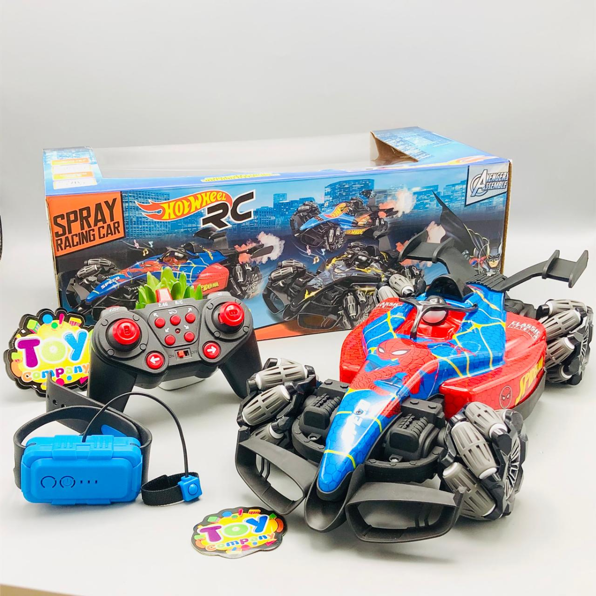 Remote & Watch Controlled Spiderman Themed Stunt Spray Car
