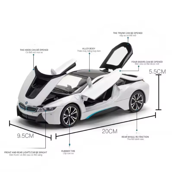 1:22 Diecast BMW i8 Model Car