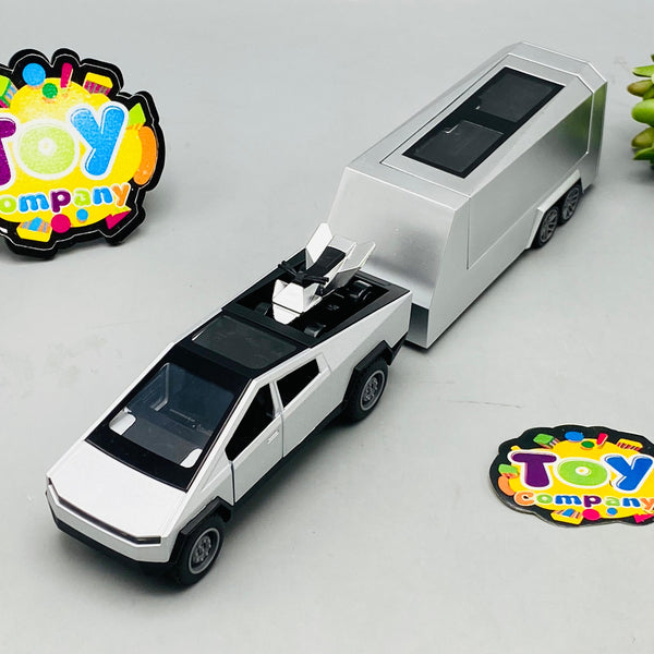 1:43 Mini Diecast Tesla Cyber Truck With Trailer 