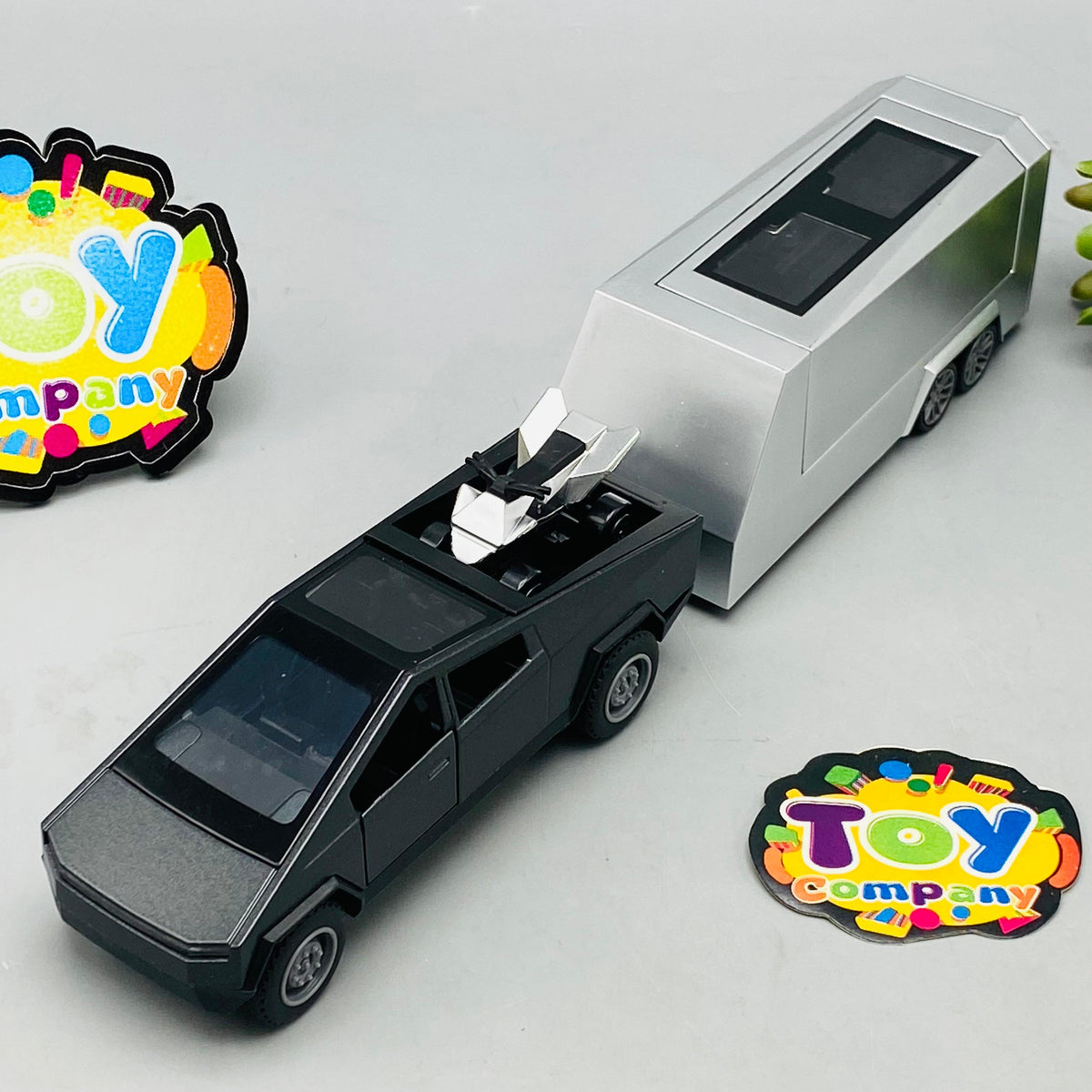 1:43 Mini Diecast Tesla Cyber Truck With Trailer 