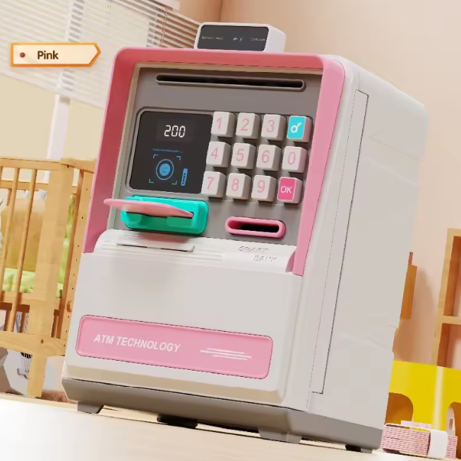 Face Recognition & Password Unlock ATM Machine - Pink