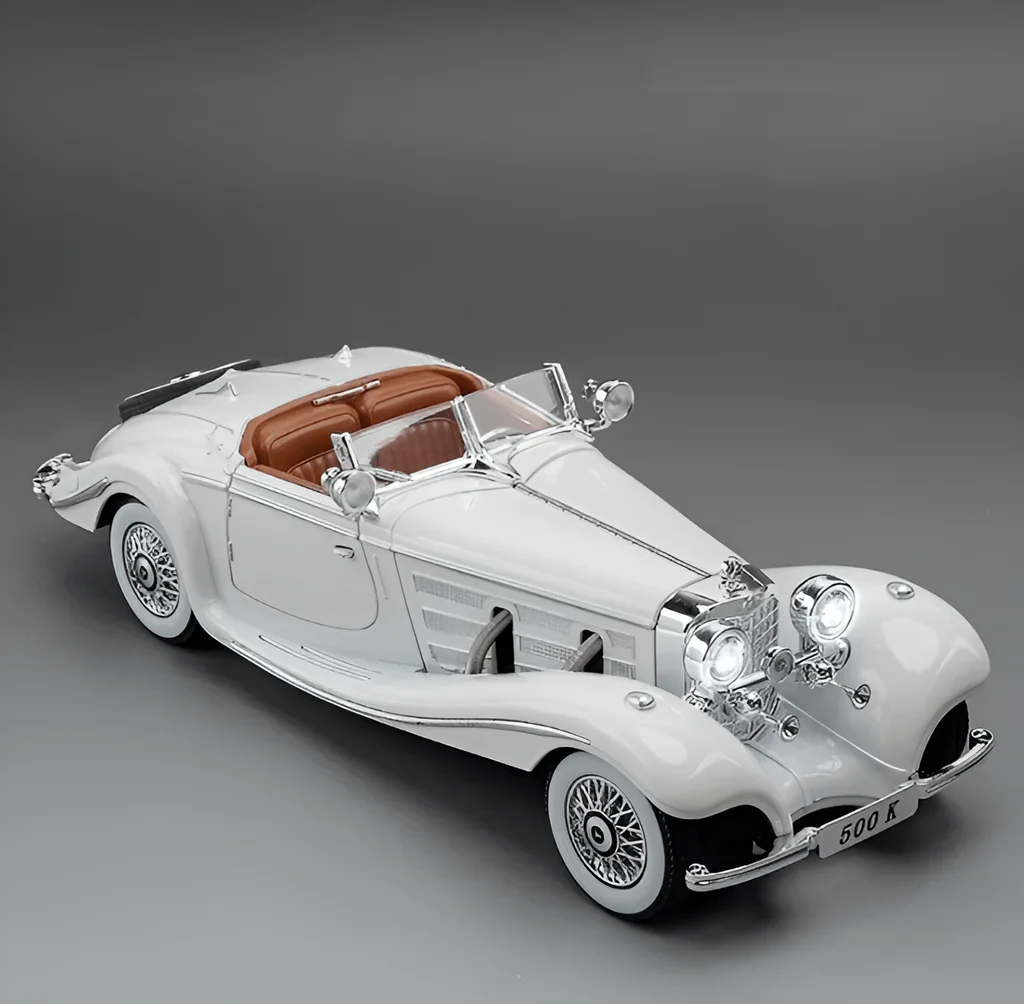 1:24 Diecast Benz 500K Classic Model With Acrylic Box - White