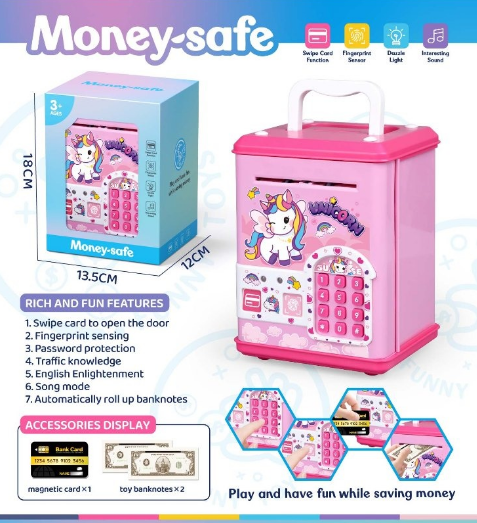 Unicorn Fingerprint & Swipe Card Unlock Piggy Bank