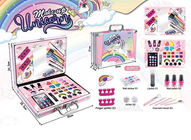 40Pcs Realistic Unicorn Cosmetic Suitcase