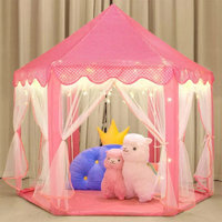 Princess Castle Play Tent House With Fairy Lights - Pink
