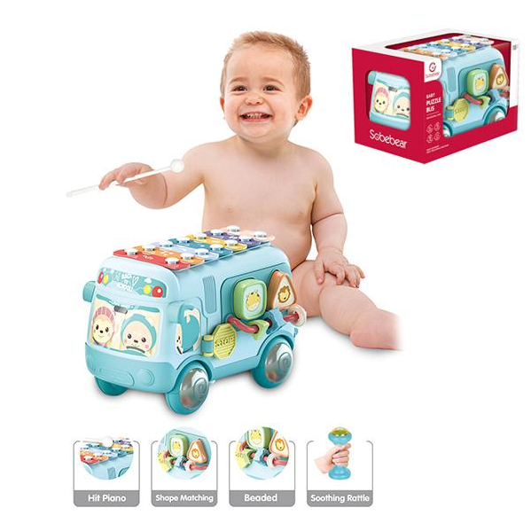 Sobebear Baby Musical Xylophone & Puzzle Bus