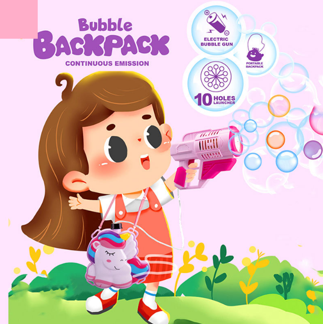 Electric Cute Unicorn Backpack Colorful Bubble Gun