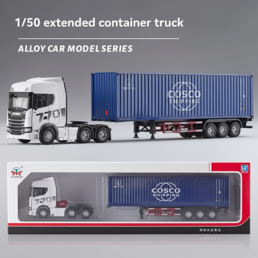 1:50 Diecast COSCO Shipping Container Transport Truck