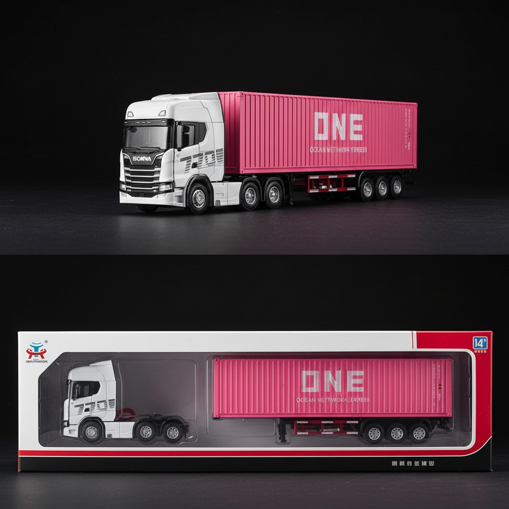 1:50 Diecast ONE Shipping Container Transport Truck