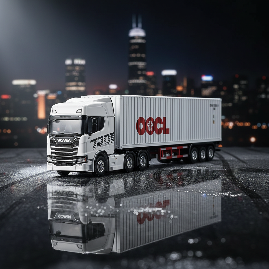 1:50 Diecast OOCL Container Transport Truck