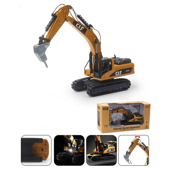 1:50 Diecast Hydraulic Excavator Model With Light