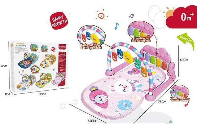 Baby Piano Play Gym With Hanging Rattles - Pink