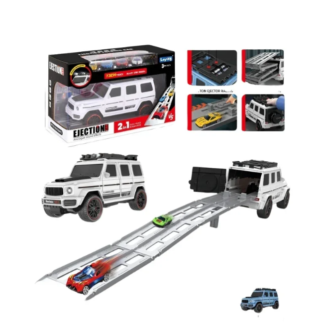 2in1 Brabus Ejection Track Set With Light & Sound - 4Pcs Cars