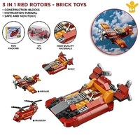 DIY 3in1 Red Rotors Lego Bricks Set - 145+Pcs