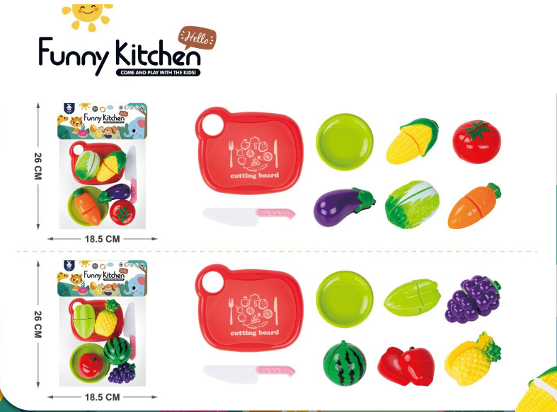 8Pcs Pretend Play Vegetable & Fruit Cutting Set