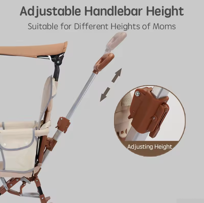 Premium Foldable Buggy Baby Stroller With Sunshade - Brown