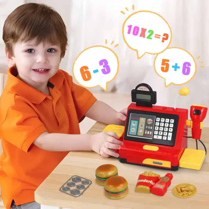 Pretend Play Burger Cash Register With Light & Sound