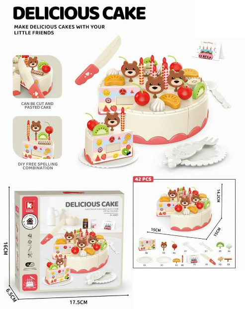 42Pcs Kids Pretend Play Delicious Cake