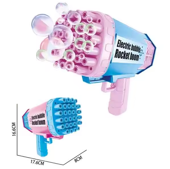 Rechargeable 32 Holes Rocket Launcher Colorful Bubble Gun