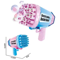 Rechargeable 32 Holes Rocket Launcher Colorful Bubble Gun