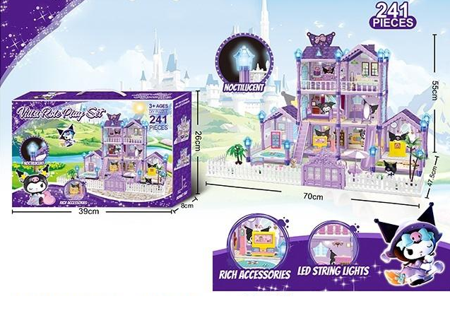 241Pcs DIY Kuromi Villa Doll House Play Set