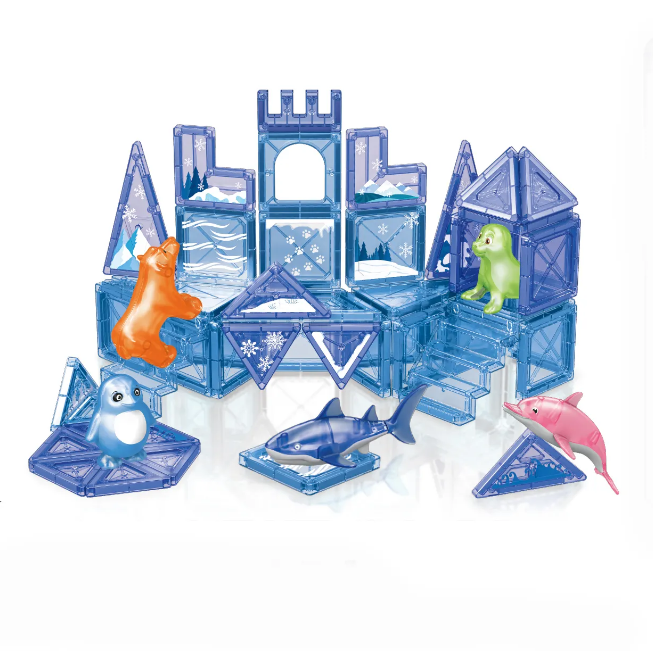 62Pcs DIY Magnetic Marine Animal Tiles Building Blocks