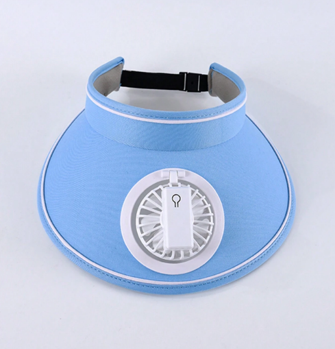 Rechargeable Rotating Fan Hat With Light