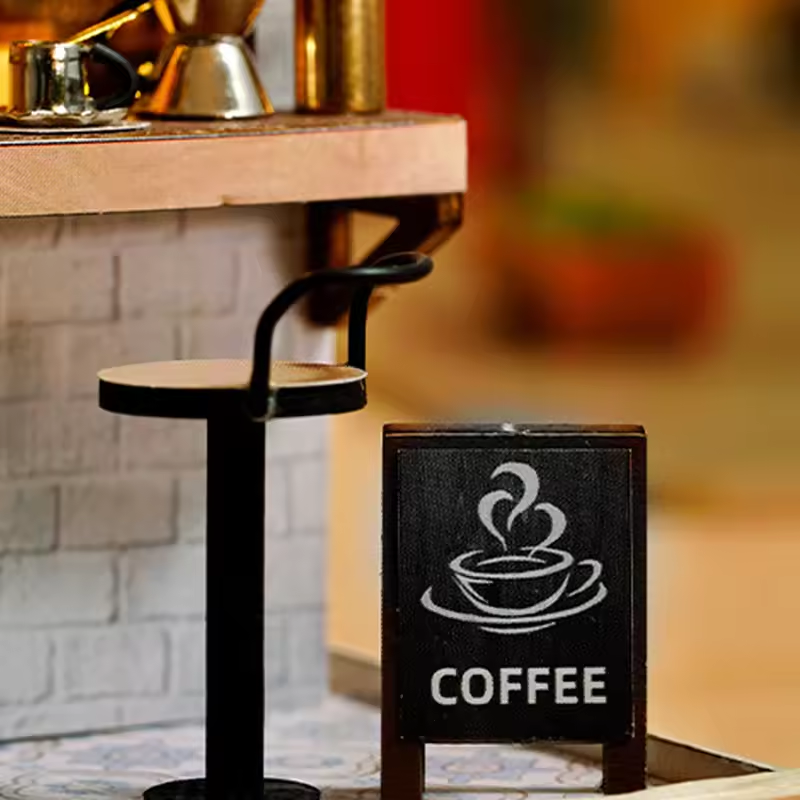 DIY Miniature Coffee Time Shop With LED Lights