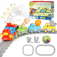 17Pcs Kids Dinosaur Train track Set With Smoke