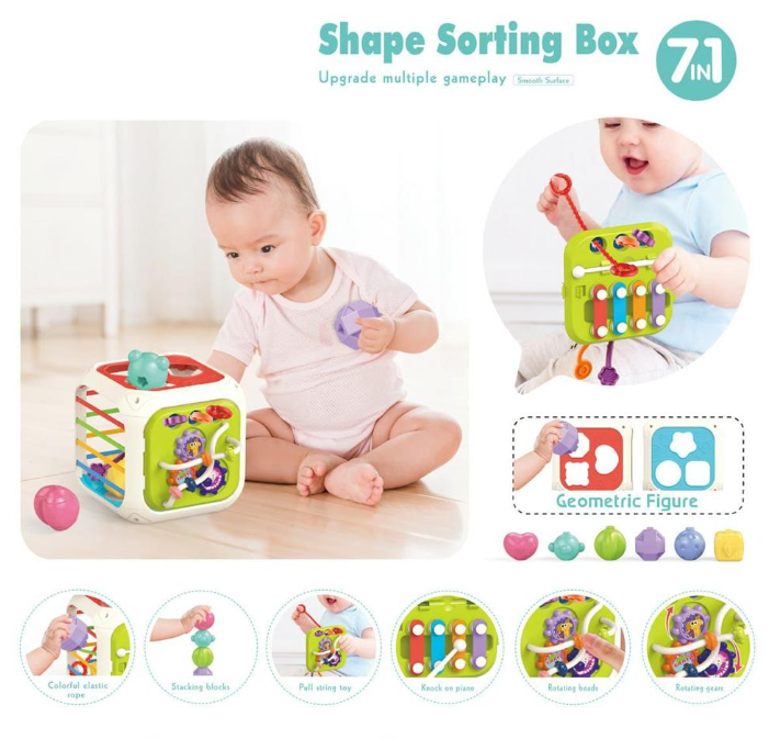7in1 Montessori Shape Sorting Cube Toy