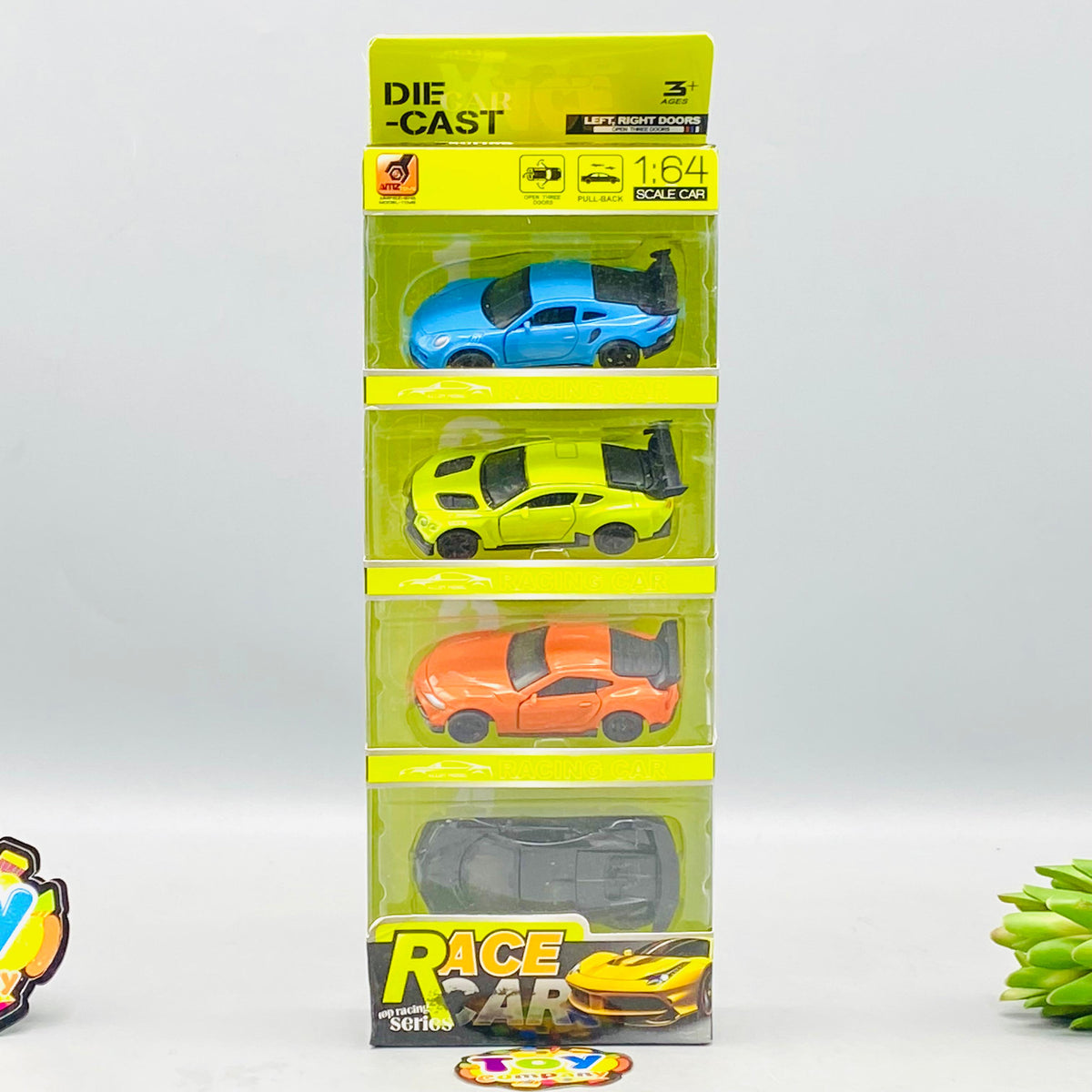 1:64 Diecast Mini Pullback Sports Cars Set - 4Pcs