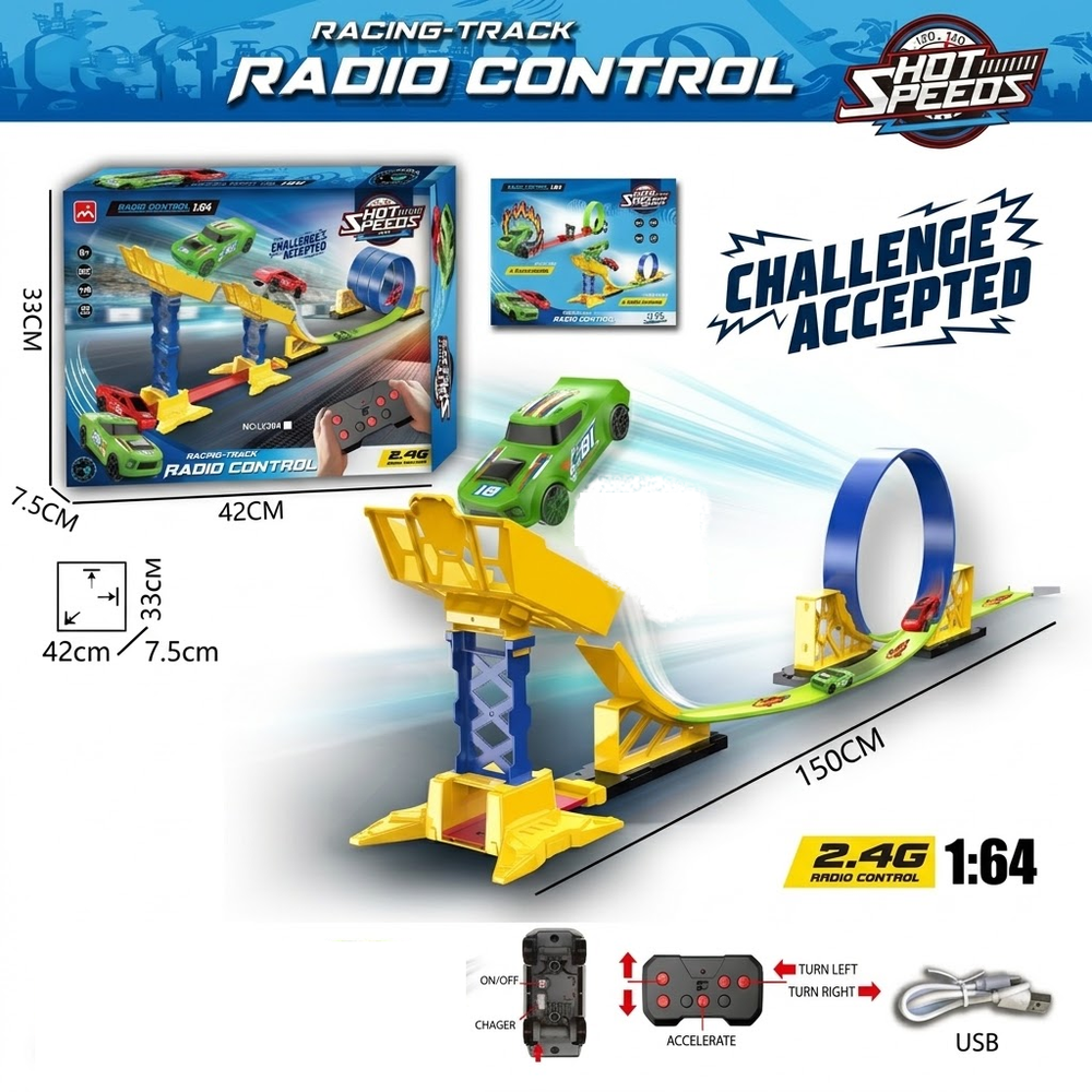 1:64 Remote Control Hot Speed Single Loop Car Racing Track