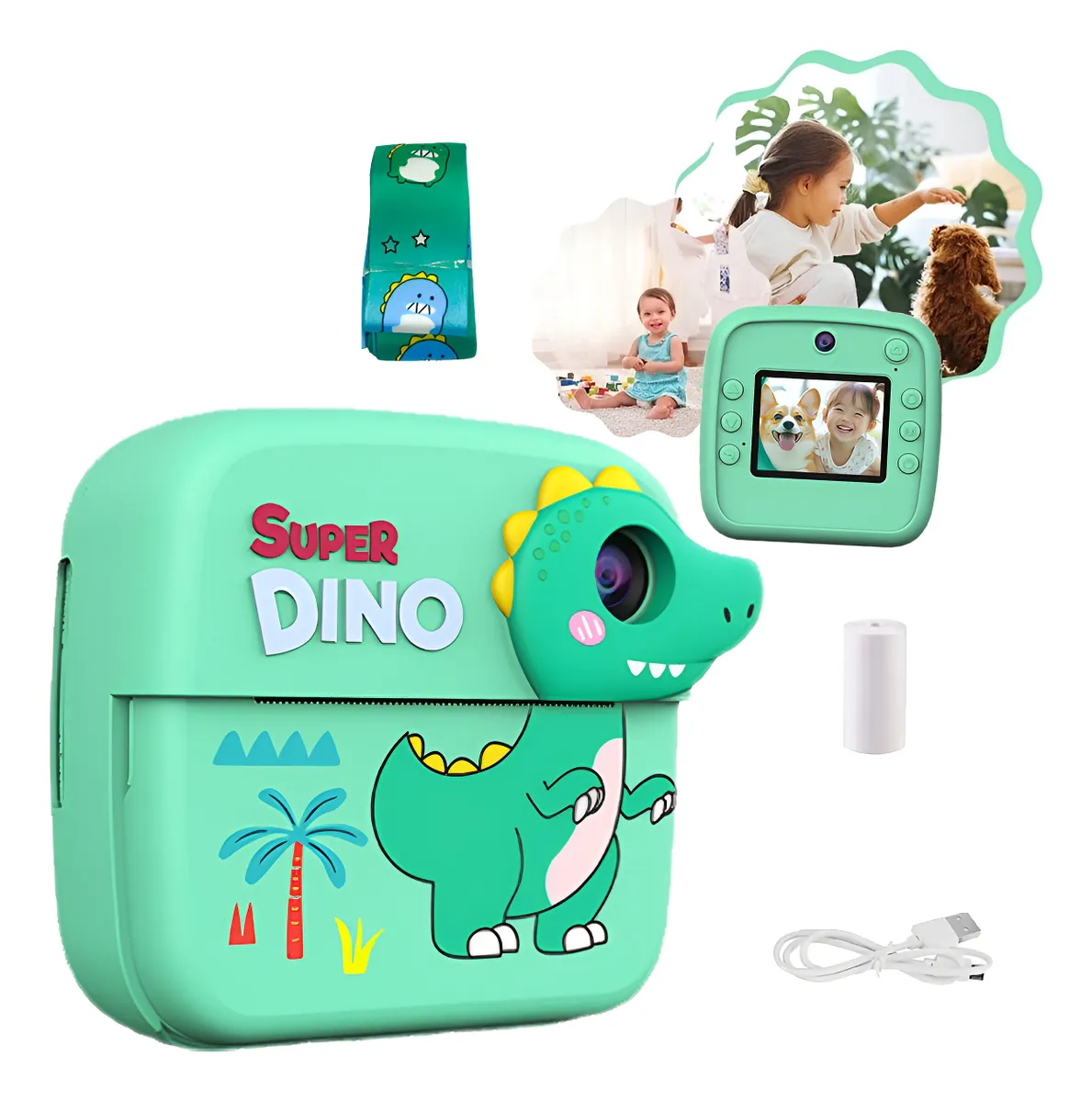 Kids Dual Camera Instant Digital Print Camera - Dinosaur