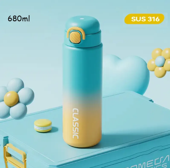 680ml Classic Dual Color Stainless Steel Water Bottle