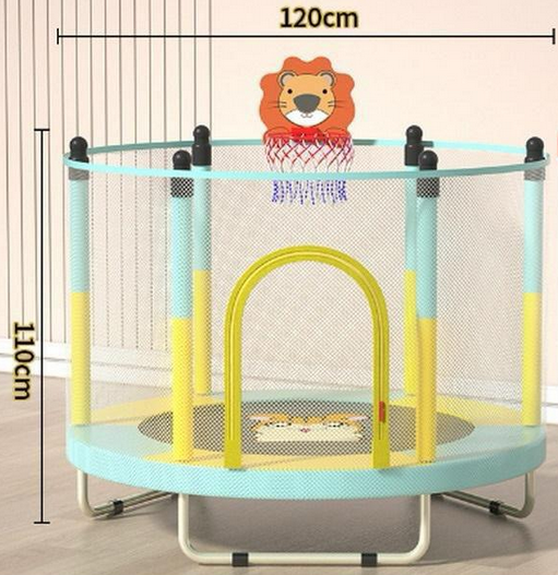 120' x 110'cm Kids Jumping Trampoline With Hoop & Protective Net