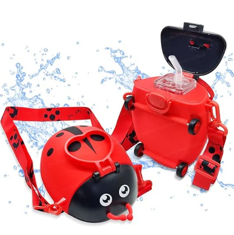 550ml Ladybug Sipper Water Bottle With Moving Wheels